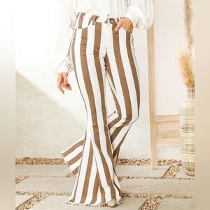 Bestto Bold Striped Extreme Flare Bottom Jeans Size S